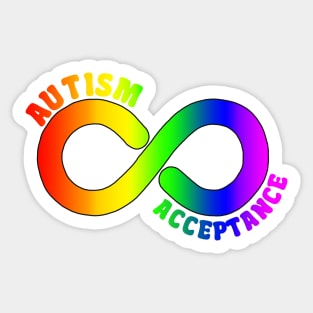 Autism Acceptance With Rainbow Infinity Symbol Sticker